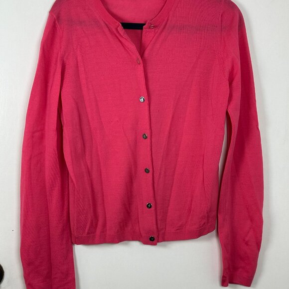 Vintage Gucci Wool Cardigan Pink Sweater with Gucci Silver color metallic Size L - Picture 12 of 16